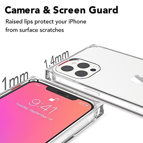 ANHONG Clear Square Case Compatible with iPhone 13 Pro 6.1 inch 2021, HD Clear Cover Enhanced Corners TPU Cushion, Shock-Absorption Soft TPU Case