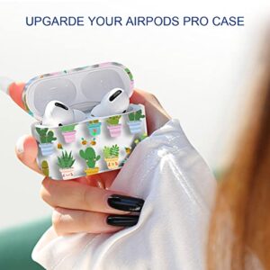 Maxjoy for AirPods Pro Case Cover, Cactus Cute Clear Air Pods Pro Case for Women Men Protective Soft iPods Pro Cover with Keychain Compatible with Apple Airpods Pro Wireless Charging Case