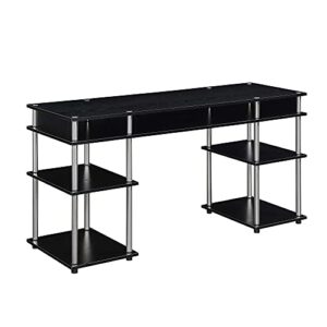 convenience concepts designs2go no tools deluxe student desk with shelves, 60", black