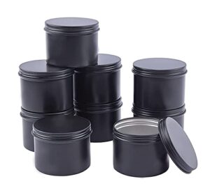 healthcom 15 packs 5 oz aluminum tins round metal tin jars screw top lids steel tin cans cosmetic sample containers food storage organization for accessories spices candies tea gift giving(black)