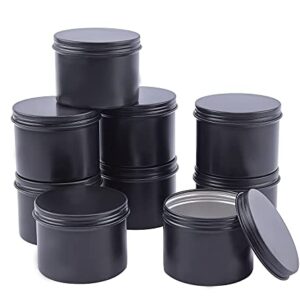 Healthcom 15 Packs 5 Oz Aluminum Tins Round Metal Tin Jars Screw Top Lids Steel Tin Cans Cosmetic Sample Containers Food Storage Organization for Accessories Spices Candies Tea Gift Giving(Black)