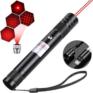 red laser pointer high power long range strong laser light pointer pen, tactical red lazer pointer presentation dot rechargeable for indoor teaching,hiking,outdoor interactive cat laser toy usb charge