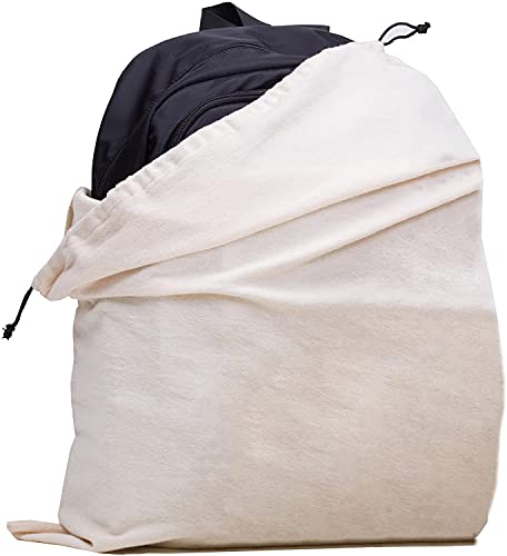 Laundry Bag Large 24 X 36 inch Heavy duty 100% Cotton Canvas natural color fabric Draw Strings Organizer travel camp home college Dorm Dirty cloth plain Big Santa Sacks storage (Pack of 2)