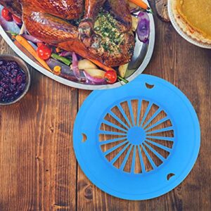 Hemoton 12pcs Barbecue Plates Non- Stick Grill Plate Platic Dinner Plate Hollow- out BBQ Paper Plate Holder BBQ Supplies Blue