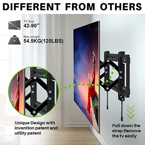 USX MOUNT Advanced Tilt TV Wall Mount for Most 42-90 inch TVs, Easy to Install Extension TV Mount Extending to 7 inch, Universal Wall Mount TV Bracket Up to 24'' Studs, VESA 600 x 400mm and 120lbs