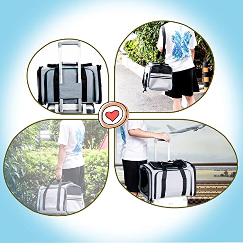 Cat Dog Carrier - Airline Approved Expandable Soft-Sided Pet Carrier with Removable Fleece Pad and Pockets, for Cats/Puppy and Small Animals