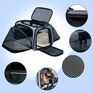 Cat Dog Carrier - Airline Approved Expandable Soft-Sided Pet Carrier with Removable Fleece Pad and Pockets, for Cats/Puppy and Small Animals