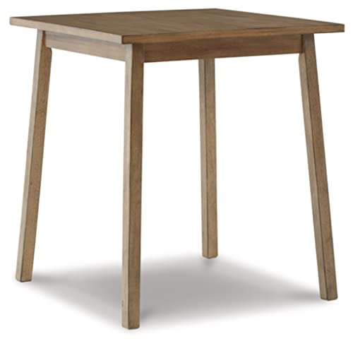 Signature Design by Ashley Shully Square DRM Counter Table, 32"W x 32"D x 36"H, Light Brown