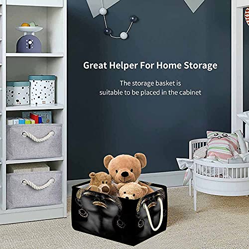 WONDERTIFY African American Woman Storage Bin Afro Girl Decorative Foldable Storage Baskets Cubes Organizer for Shelf Closet Bedroom Gold Black