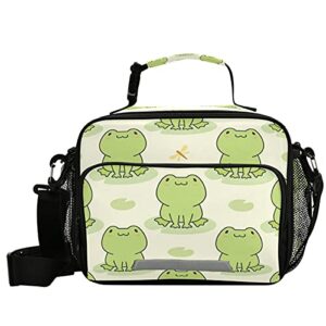 mnsruu lunch bag cute frog insulated lunch bag women lunch totes men lunch box with adjustable shoulder strap lunch bag for work office school picnic