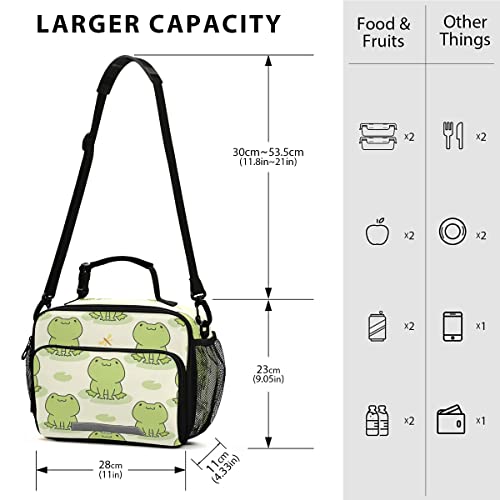 MNSRUU Lunch Bag Cute Frog Insulated Lunch Bag Women Lunch Totes Men Lunch Box with Adjustable Shoulder Strap Lunch Bag for Work Office School Picnic