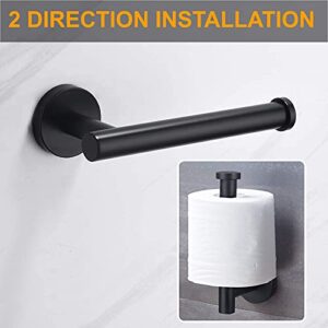 Matte Black Bathroom Hardware Set 3 Pieces SUS304 Stainless Steel Round Wall Mounted Set Including Toilet Paper Holder, Robe Towel Hooks,Bathroom Accessories Kit