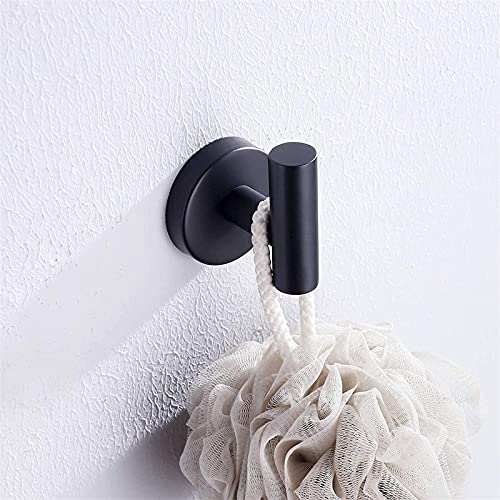 Matte Black Bathroom Hardware Set 3 Pieces SUS304 Stainless Steel Round Wall Mounted Set Including Toilet Paper Holder, Robe Towel Hooks,Bathroom Accessories Kit