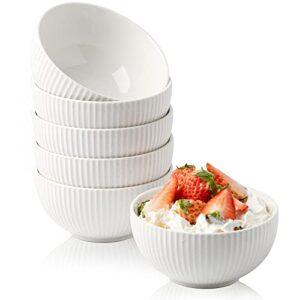 getstar dessert bowls, 4.5 in 10 oz small porcelain bowl set of 6, microwave & dishwasher safe ceramic bowls for ice cream, side dishes, snacks & desserts, set of 6 (white)