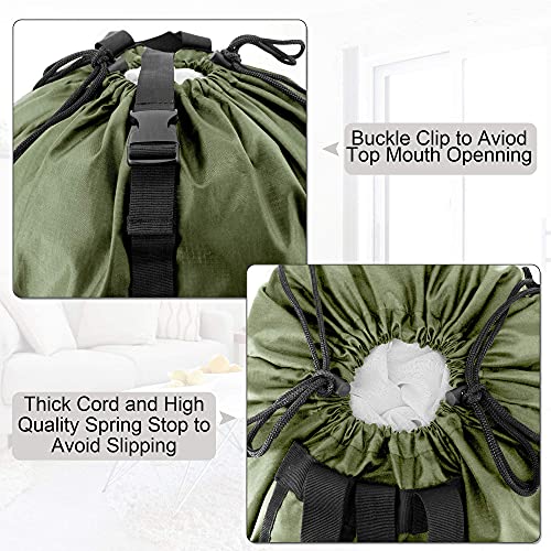 BeeGreen Moss Green Laundry Backpack Bag w Adjustable Shoulder Straps Black Hanging Laundry Hamper Bag X-Large Over The Door Hanging Laundry Bag with 2 Hook Types