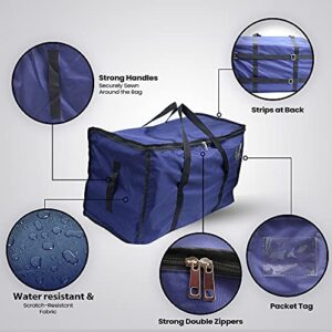 Dino74 Set of 2 Blue Moving Bag - 75l Oversized Large Space Saving Clothes Storage Bag, College Dorms Reusable Traveling Bag for Hiking Outings 65 X 38 X 30cm