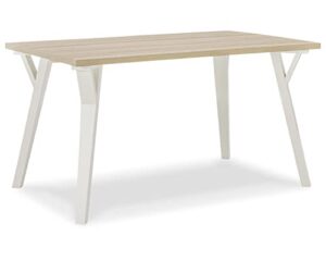 signature design by ashley grannen modern rectangular dining room table, white & natural wood