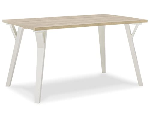 Signature Design by Ashley Grannen Modern Rectangular Dining Room Table, White & Natural Wood