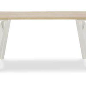 Signature Design by Ashley Grannen Modern Rectangular Dining Room Table, White & Natural Wood