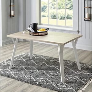 Signature Design by Ashley Grannen Modern Rectangular Dining Room Table, White & Natural Wood