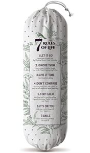 hglian inspirational grocery plastic bag holder dispenser 7 rules of life plastic bag organizer canvas shopping trash bags storage container motivational quotes farmhouse kitchen décor greenery