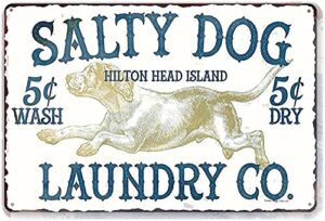 jiankun tin sign laundry room vintage metal laundry salty dog white decorative s wash room home decor art s 7.9x11.8 inch sign