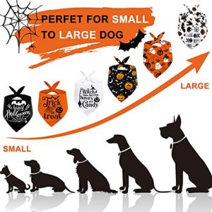 Whaline 6 Pack Halloween Dog Bandana Orange Black White Triangle Pet Bibs Scarf Happy Halloween Trick or Treat Pumpkin Ghost Skeleton Pet Bandana Set for Dogs Cats Costume Accessories Decoration