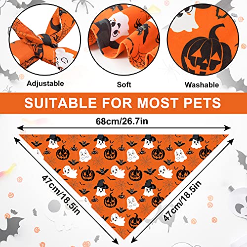 Whaline 6 Pack Halloween Dog Bandana Orange Black White Triangle Pet Bibs Scarf Happy Halloween Trick or Treat Pumpkin Ghost Skeleton Pet Bandana Set for Dogs Cats Costume Accessories Decoration