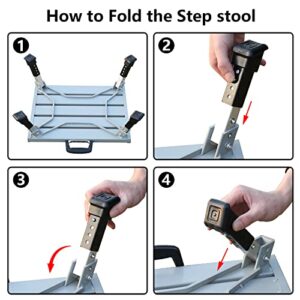 GarfatolRv Safety RV Steps,Large RV Step Stool Adjustable Aluminum Folding Platform Step with Non-Slip Rubber Feet and Luminous Tape Glow,Holds Up to 1500 lbs