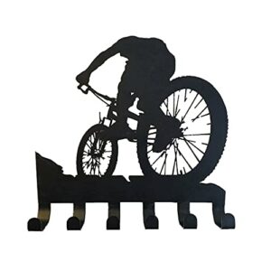 blingglow mountain bike gear rack metal wall decor biking bicycle wall art key hook hanger,large adhesive hooks,iron