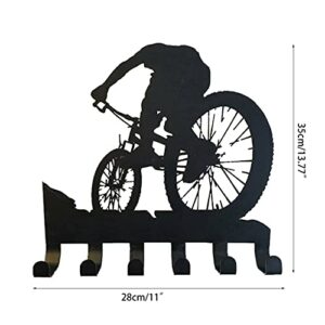 BlingGlow Mountain Bike Gear Rack Metal Wall Decor Biking Bicycle Wall Art Key Hook Hanger,Large Adhesive Hooks,Iron