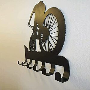 BlingGlow Mountain Bike Gear Rack Metal Wall Decor Biking Bicycle Wall Art Key Hook Hanger,Large Adhesive Hooks,Iron