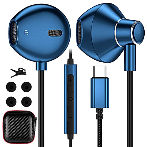 APETOO USB C Headphones for Samsung S23 Ultra S22 S20 FE S21,HiFi Stereo Type C Earphones Wired Earbuds with Mic Volume Control for Galaxy A53 Flip4 Fold4 Pixel 6a 6 7 Pro iPad 10th Oneplus 10T 9