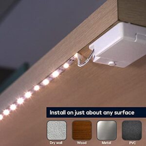 BestLuz Battery Powered Under Cabinet Lighting, Wireless LED Strip Lights for Kitchen Under Cabinet | Shelves | Under Counter | Closet | Cordless Click Light | 40 inch x 3-Pack Neutral White 4000K