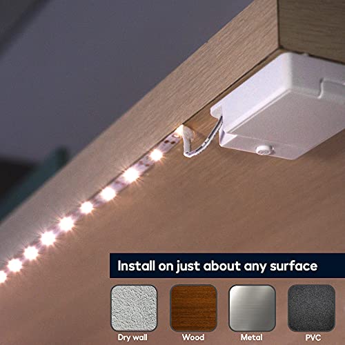 BestLuz Battery Powered Under Cabinet Lighting, Wireless LED Strip Lights for Kitchen Under Cabinet | Shelves | Under Counter | Closet | Cordless Click Light | 40 inch x 3-Pack Neutral White 4000K