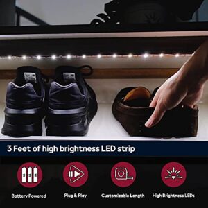 BestLuz Battery Powered Under Cabinet Lighting, Wireless LED Strip Lights for Kitchen Under Cabinet | Shelves | Under Counter | Closet | Cordless Click Light | 40 inch x 3-Pack Neutral White 4000K