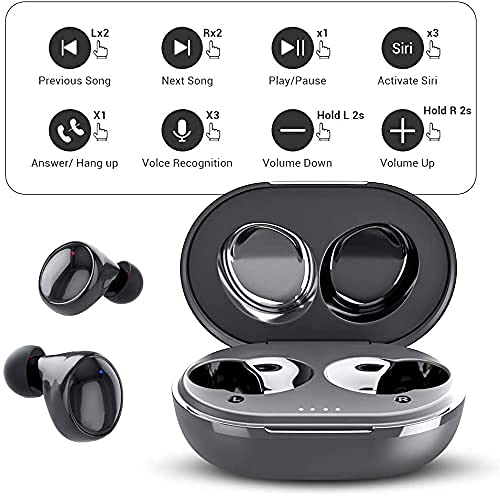 andfive Wireless Earbuds Mini, Bluetooth Headphones with Noise Cancelling Microphone, 5.0 Bluetooth Earbuds in Ear Stereo, Wireless Earphones with USB C Charging Case, Waterproof Headset for Android