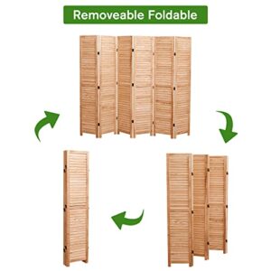 Room Dividers Folding Privacy Screens 6 Panel 5.6 Ft Tall Foldable Portable Room Seperating Divider, Wood Room Divider Wall & Office Divider, Freestanding Portable Partitions, Brown