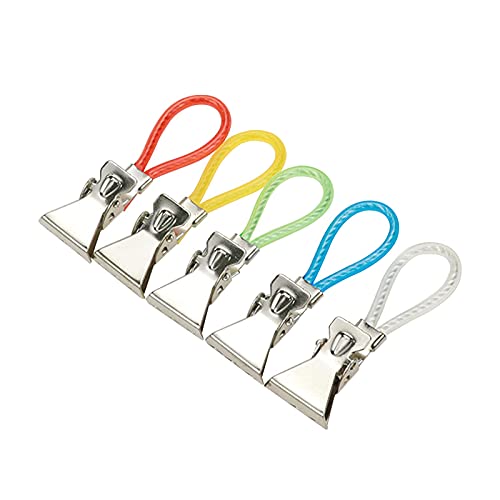 Woogim Metal Hanging Towels Clip, Metal Kitchen Towels Clips with Hanging Loop Cloth Hook Clip Hangers for Home Kitchen Bathroom Cupboards Hanging Towels, 10 Pack