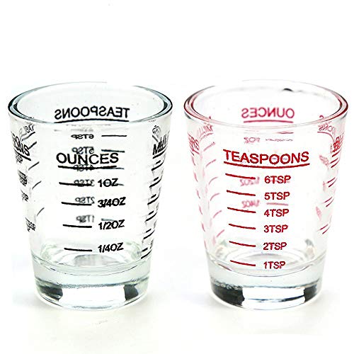 NCnnwovf Shot Glasses Measuring cup Liquid Heavy Glass Wine Glass Espresso Shot Glass 26-Incremental Measurement 1oz, 6 Tsp, 2 Tbs, 30ml Black and Red