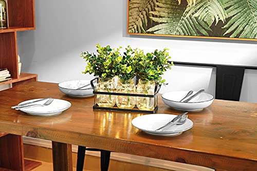 Dahey Lights Mason Jar Centerpiece Table Centerpieces for Dining Room Farmhouse Kitchen Decor Rustic Metal Tray with 3 Artificial Plant Table Decorations for Coffee Dining Living Kitchen Room