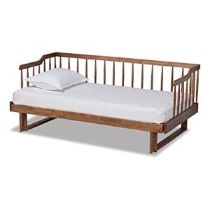 bowery hill walnut wood expandable twin to king size spindle daybed