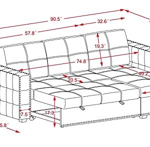 Tmosi Couch with Pull Out Bed, Sleeper Sectional L Shaped Velvet Sofa, 2 Seats Sofa with Reversible Storage Chaise, for Living Room Furniture Set (Black)