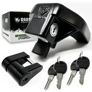 rhino usa trailer hitch coupler lock kit (includes 2" & 1/4" couplers) heavy duty anti-theft tongue locks for boat, rv, travel trailers & more - reinforced solid steel for ultimate peace of mind!