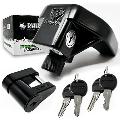 Rhino USA Trailer Hitch Coupler Lock Kit (Includes 2" & 1/4" Couplers) Heavy Duty Anti-Theft Tongue Locks for Boat, RV, Travel Trailers & More - Reinforced Solid Steel for Ultimate Peace of Mind!