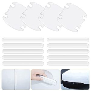 ourashero 14pcs car door handle cup scratches protective films high viscosity transparent soft anti scratches rear view mirror door side sticker door handle protective pad universal door cup protector