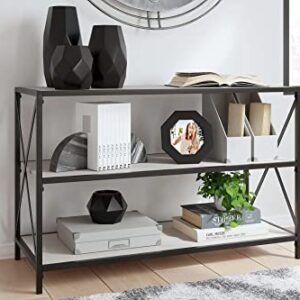 Signature Design by Ashley Bayflynn Modern Industrial 2 Shelf Bookcase, White & Black