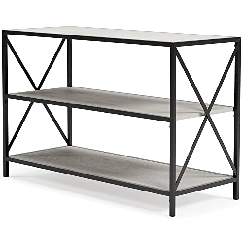 Signature Design by Ashley Bayflynn Modern Industrial 2 Shelf Bookcase, White & Black