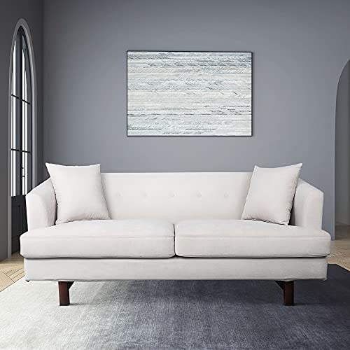 NOSGA Loveseat Sofa, 73'' Mid-Century Modern Sleeper Couch Recliner with Soft Cushion and 2 Pillows for Living Room Apartment Small Space Dorm, White