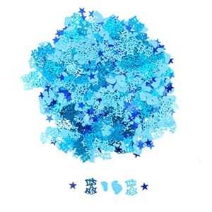 Gender Reveal Party Cofnetti It's a Boy Table Sequins Blue Baby Footprint Star Table Confetti for Baby Shower Gender Reveal Party Decorations by Topfunyy, 1.6 Oz